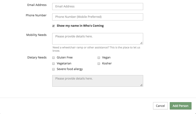 Screen shot of new guest form.