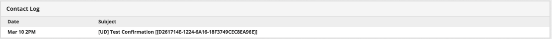 Screen shot of contact log.