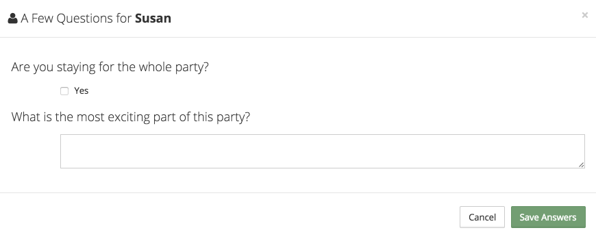 Screen shot of survey modal in CSR.