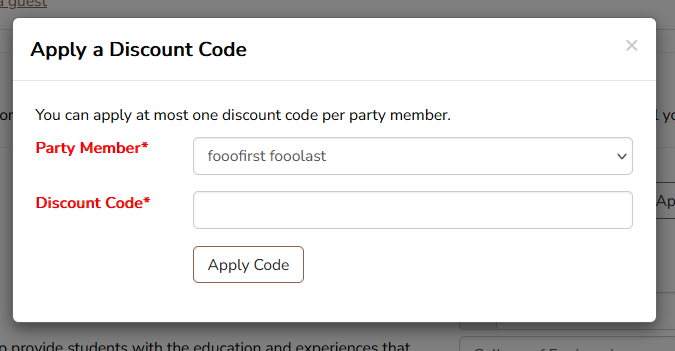 discount code entry
