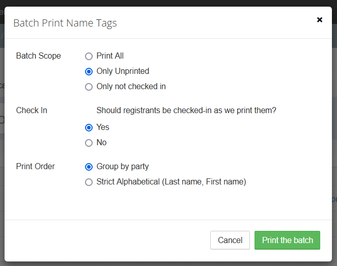 printing a batch