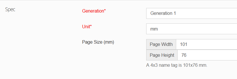 layout - spec fields