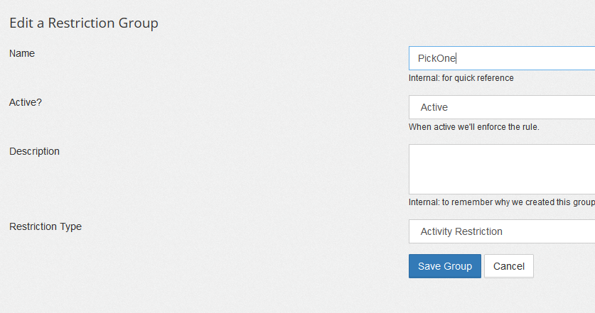 creating a restriction group