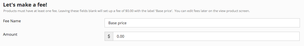 Screen shot of product base price