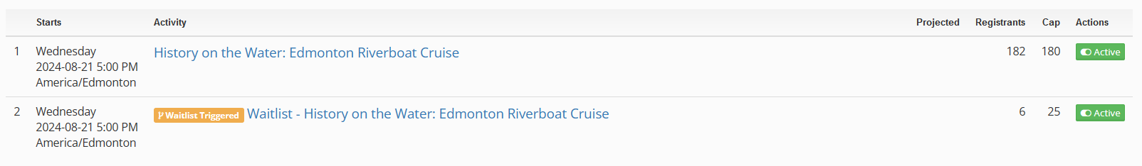 when the waitlist has triggered active and is collecting names