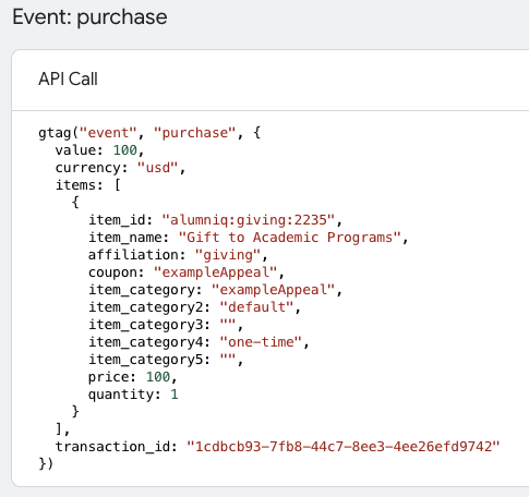 Giving event data layer