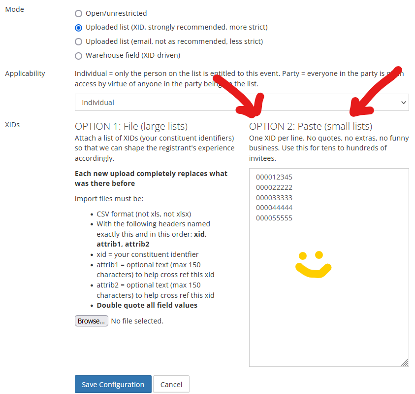 New upload options for local XID ACLs