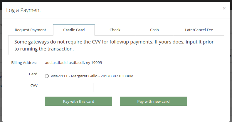 Credit card payments