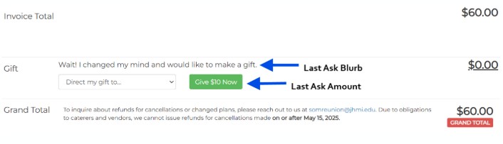 Last Ask Amount and Blurb