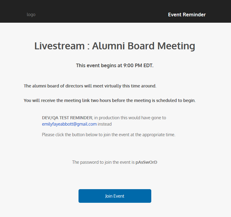 the reminder email