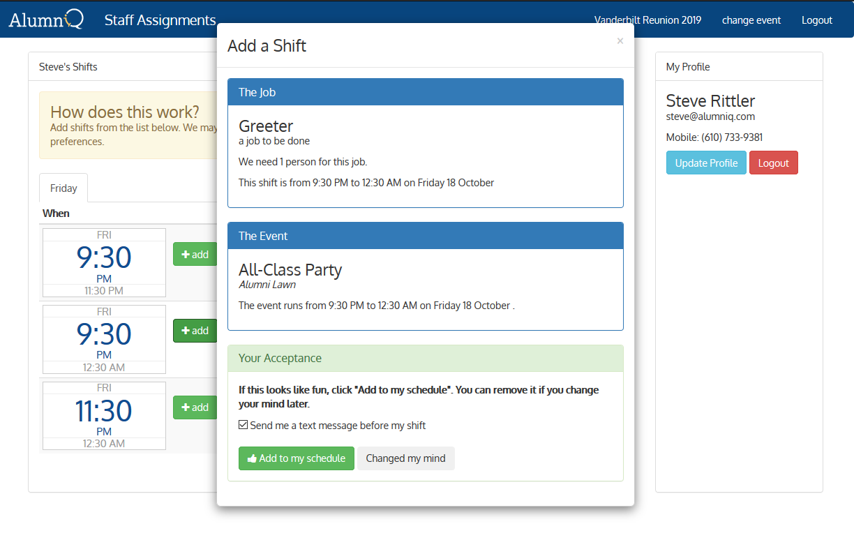 staff selection UX